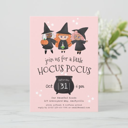 Schattigee heksen Hocus Pocus Halloween Party Uitn Feestdagenkaart (Staand voorkant)
