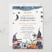 Schattigee heksen kinderen verjaardag Halloween ui Kaart (Voorkant)