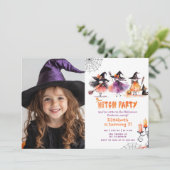 Schattigee Heksenfeest Halloween Kostuum party fot Kaart (Staand voorkant)