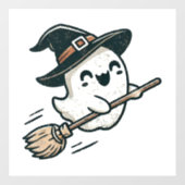 Schattigee heksengeest die op een bezem vliegt - H Raamsticker (Vel)