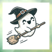 Schattigee heksengeest die op een bezem vliegt - H Raamsticker (Vel 3)