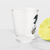 Schattigee heksengeest die op een bezem vliegt - H Shot Glas (Links)