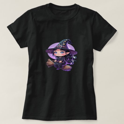 Schattigee Heksenhalloween T-shirt – Chibi Style C (Design voorkant)