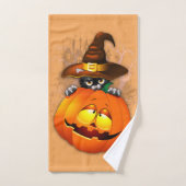 Schattigee heksenkat en pompoen Halloween vrienden Bad Handdoek (Handdoek)