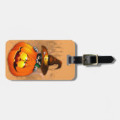 Schattigee heksenkat en pompoen Halloween vrienden Bagagelabel (Voorkant horizontaal)