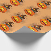Schattigee heksenkat en pompoen Halloween vrienden Cadeaupapier (Hoek)