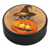 Schattigee heksenkat en pompoen Halloween vrienden Hockey Puck (3/4)