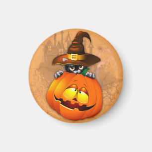 Schattigee heksenkat en pompoen Halloween vrienden Magneet