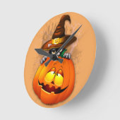 Schattigee heksenkat en pompoen Halloween vrienden Ronde Klok (Hoek)