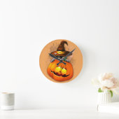 Schattigee heksenkat en pompoen Halloween vrienden Ronde Klok (Huis)