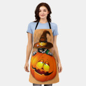Schattigee heksenkat en pompoen Halloween vrienden Schort (Gedragen)
