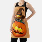 Schattigee heksenkat en pompoen Halloween vrienden Schort (Insitu)