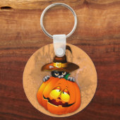 Schattigee heksenkat en pompoen Halloween vrienden Sleutelhanger (Voorkant)