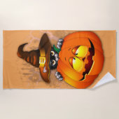 Schattigee heksenkat en pompoen Halloween vrienden Strandlaken (Voorkant)