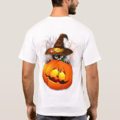 Schattigee heksenkat en pompoen Halloween vrienden T-shirt (Achterkant)