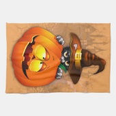 Schattigee heksenkat en pompoen Halloween vrienden Theedoek (Horizontaal)