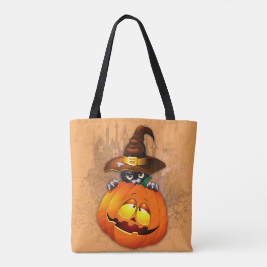 Schattigee heksenkat en pompoen Halloween vrienden Tote Bag (Achterkant)