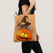 Schattigee heksenkat en pompoen Halloween vrienden Tote Bag (Dichtbij)