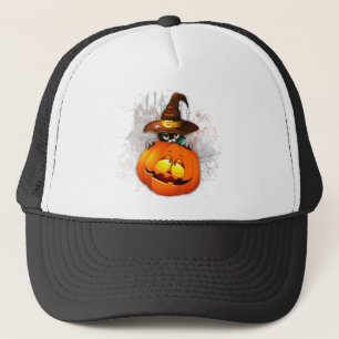 Schattigee heksenkat en pompoen Halloween vrienden Trucker Pet