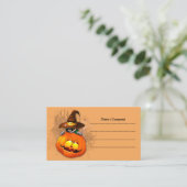 Schattigee heksenkat en pompoen Halloween vrienden Visitekaartje (Staand voorkant)