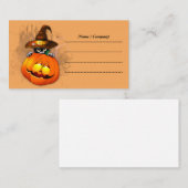 Schattigee heksenkat en pompoen Halloween vrienden Visitekaartje (Voorkant / Achterkant)
