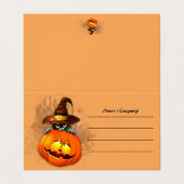 Schattigee heksenkat en pompoen Halloween vrienden Visitekaartje (Buitenkant ongevouwen)