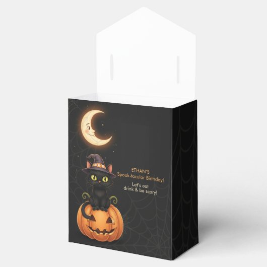 Schattigee Heksenkat en Pompoen Verjaardag Bedankdoosjes (Geopend)