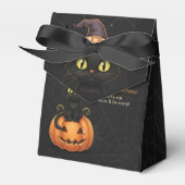 Schattigee Heksenkat en Pompoen Verjaardag Bedankdoosjes (Voorkant Zijde)