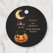 Schattigee Heksenkat en Pompoen Verjaardag Bedankjes Labels (Achterkant)