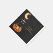 Schattigee Heksenkat en Pompoen Verjaardag Servet (Hoek)