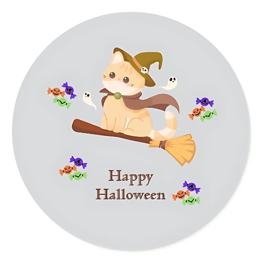Schattigee Heksenkat Halloween Sticker
