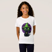 Schattigee Heksenkat Halloween T-shirt - Kinder (Voorkant volledig)