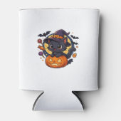 Schattigee heksenkat op pompoen � Halloween Art Ov Blikjeskoeler (Voorkant)