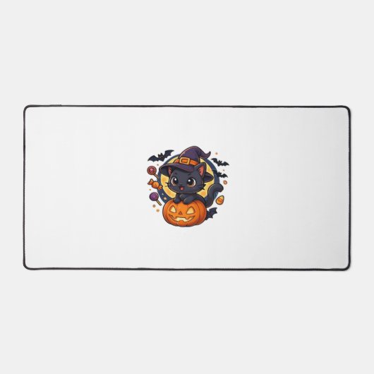 Schattigee heksenkat op pompoen - Halloween Art Ov Bureaumat (Voorkant)