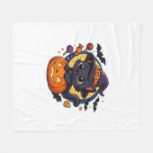 Schattigee heksenkat op pompoen - Halloween Art Ov Fleece Deken (Voorkant (Horizontaal))