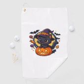 Schattigee heksenkat op pompoen - Halloween Art Ov Golfhanddoek (Insitu)