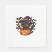 Schattigee heksenkat op pompoen - Halloween Art Ov Servet (Voorkant)