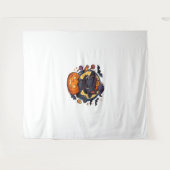 Schattigee heksenkat op pompoen - Halloween Art Ov Wandkleed (Voorkant (horizontaal))