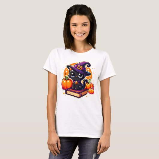 Schattigee heksenkitten t-shirt (Voorkant volledig)
