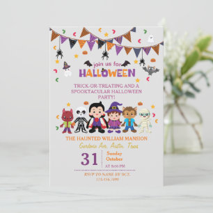 Schattigee heksenkostuum Halloween Party voor kind Kaart