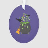 Schattigee heksenkraai op zoek naar een bubbelende ornament (voorkant)