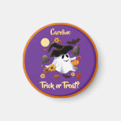 Schattigee heksenspook trick or treat begraafplaat magneet (Voorkant)