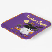 Schattigee heksenspook trick or treat begraafplaat papieren bordje (Gebogen)