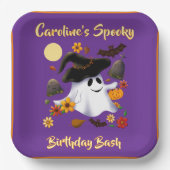 Schattigee heksenspook trick or treat begraafplaat papieren bordje (Voorkant)