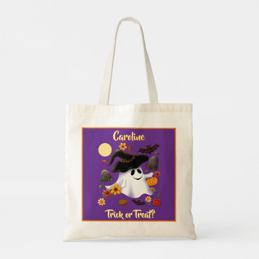 Schattigee heksenspook trick or treat begraafplaat tote bag (Achterkant)