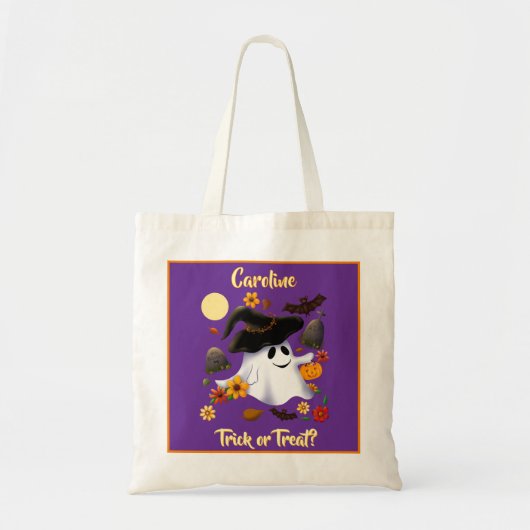 Schattigee heksenspook trick or treat begraafplaat tote bag (Voorkant)