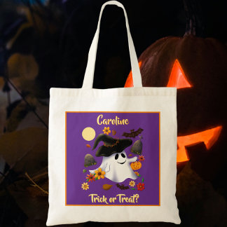 Schattigee heksenspook trick or treat begraafplaat tote bag