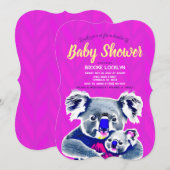 Schattigee Heldere Neon Roze Moeder en Baby Koala' Kaart (Voorkant / Achterkant)