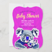 Schattigee Heldere Neon Roze Moeder en Baby Koala' Kaart (Voorkant)