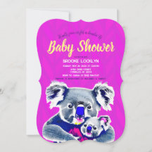 Schattigee Heldere Neon Roze Moeder en Baby Koala'